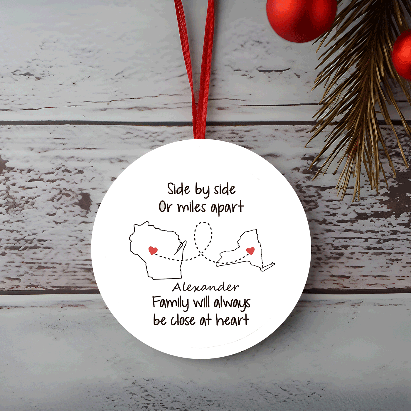 Long-Distance Family Christmas | Close at Heart Gift | Ceramic Ornament